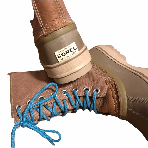 Sorel 1964 Premium Canvas Mid-Calf Waterproof Boots with Turquoise Laces - Picture 12 of 16